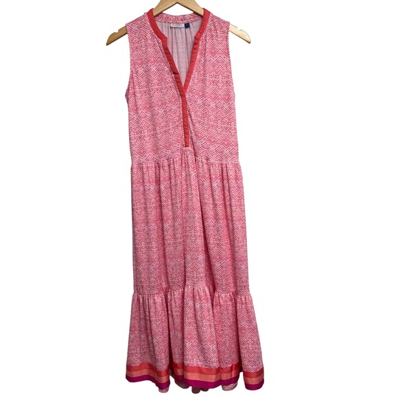 Cabana Life Medium‎ M Pink White Stretchy Sleeveless Maxi Dress Resortcore - Picture 1 of 9